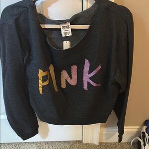 Pink Logo Gray Sweatshirt